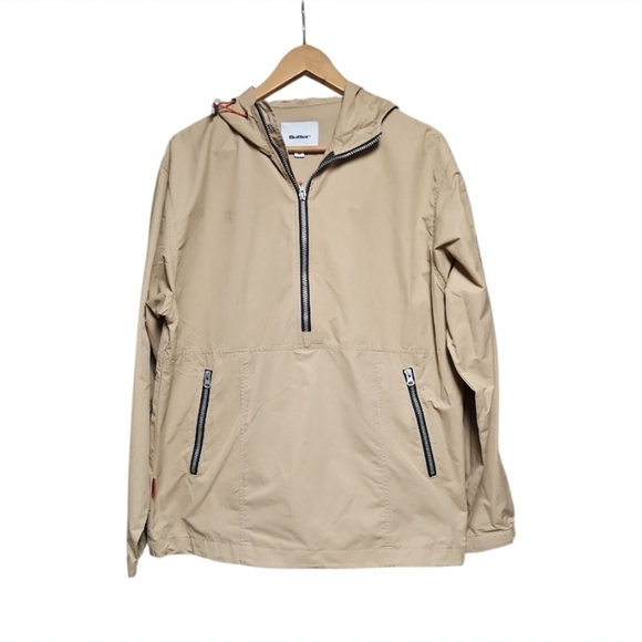 BUTTERWindbreaker / Anorak Pullover Hooded Jacket in Tan ~ Size Medium